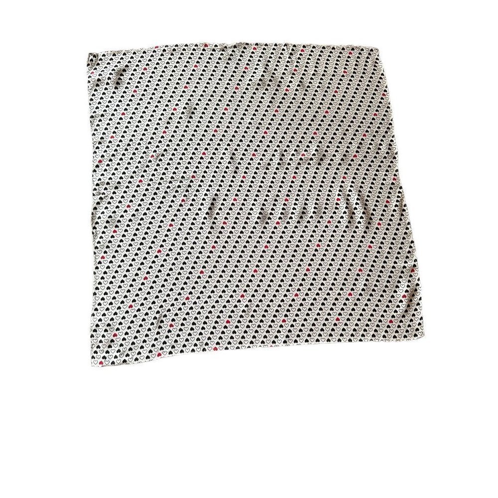 Talbots White Black Red Heart Print Square‎ Scarf